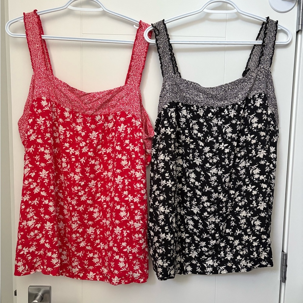 Denver Hayes Red and Black Floral Tank Tops